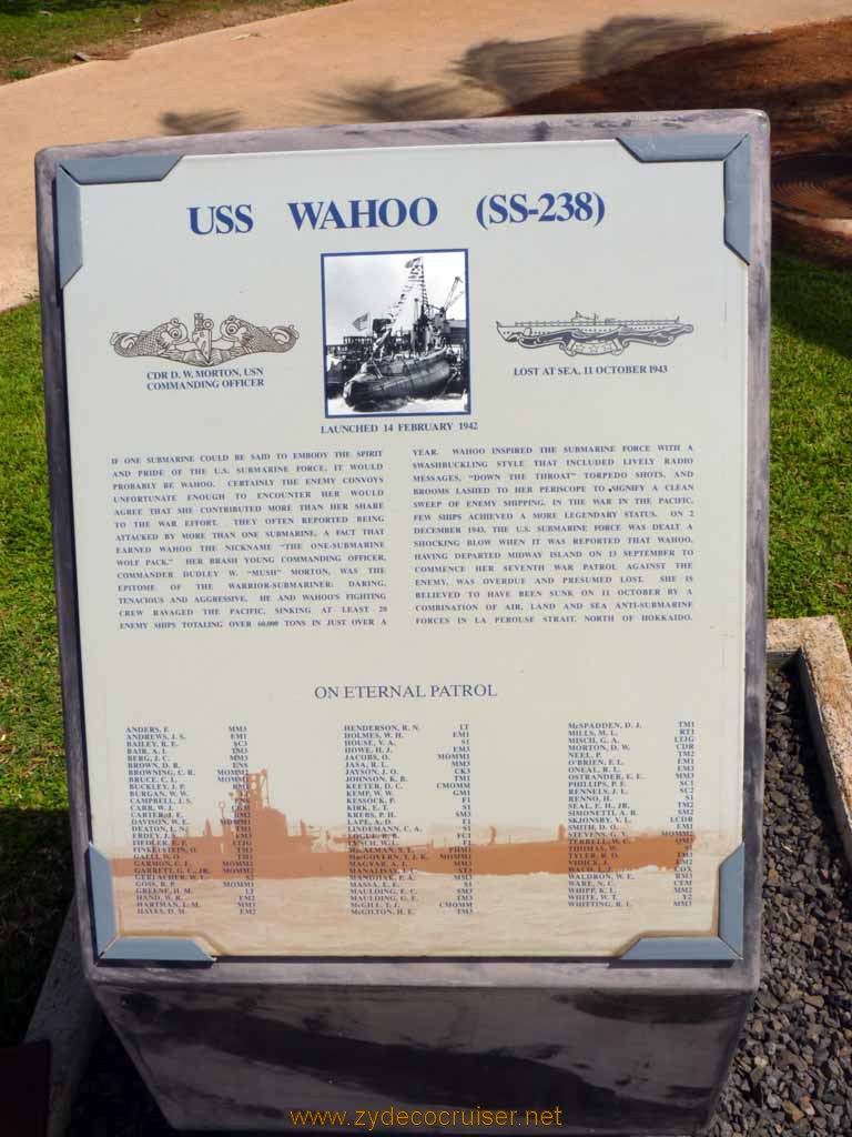 315: Carnival Spirit, Honolulu, Hawaii, Pearl Harbor VIP and Military Bases Tour, On Eternal Patrol, USS Wahoo (SS-238)