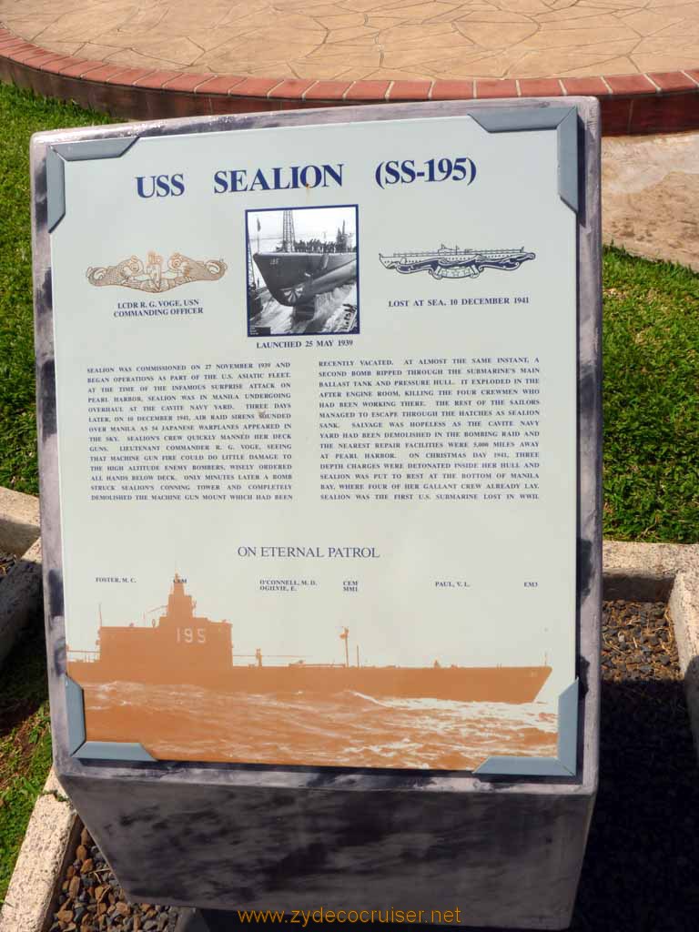 319: Carnival Spirit, Honolulu, Hawaii, Pearl Harbor VIP and Military Bases Tour, On Eternal Patrol, USS Sealion (SS-195)