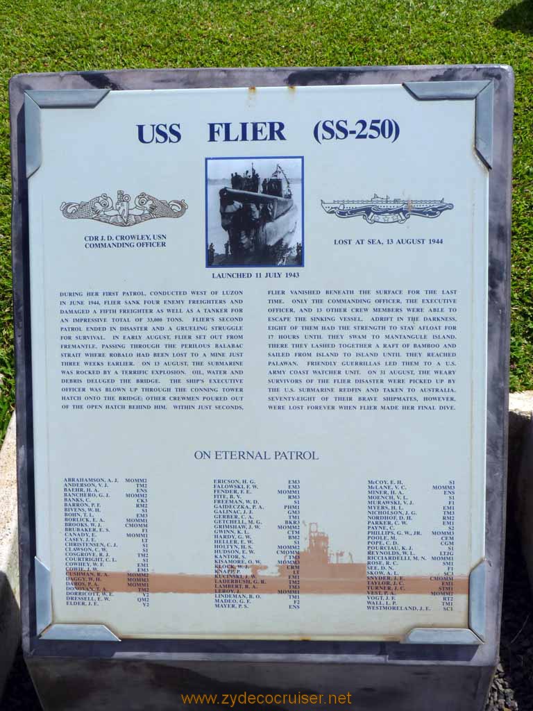 332: Carnival Spirit, Honolulu, Hawaii, Pearl Harbor VIP and Military Bases Tour, On Eternal Patrol, USS Flier (SS-250)