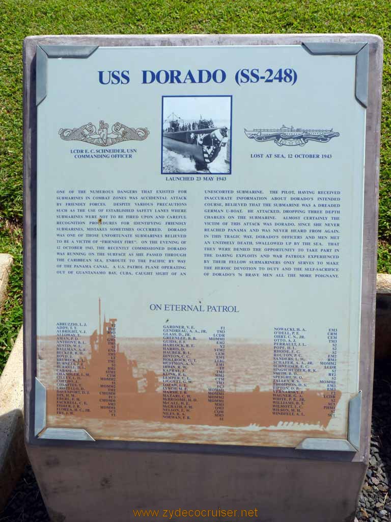 333: Carnival Spirit, Honolulu, Hawaii, Pearl Harbor VIP and Military Bases Tour, On Eternal Patrol, USS Dorado (SS-248)