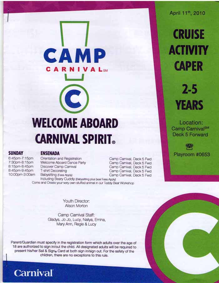 Carnival Spirit, Camp Carnival Caper, 2-5 years, page 1