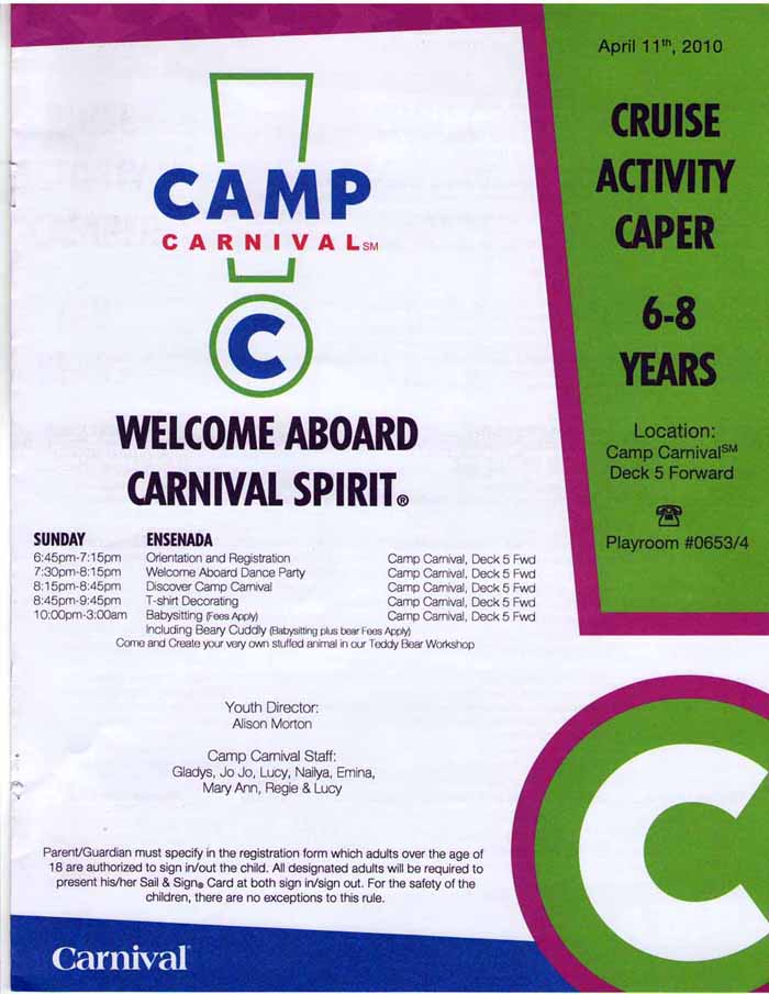 Carnival Spirit, Camp Carnival Caper, 6-8 years, page 1