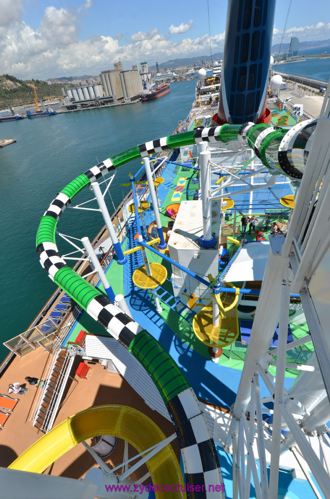 110: Carnival Sunshine Cruise, Barcelona, Embarkation, Waterslide, Ropes Course, Funnel, 