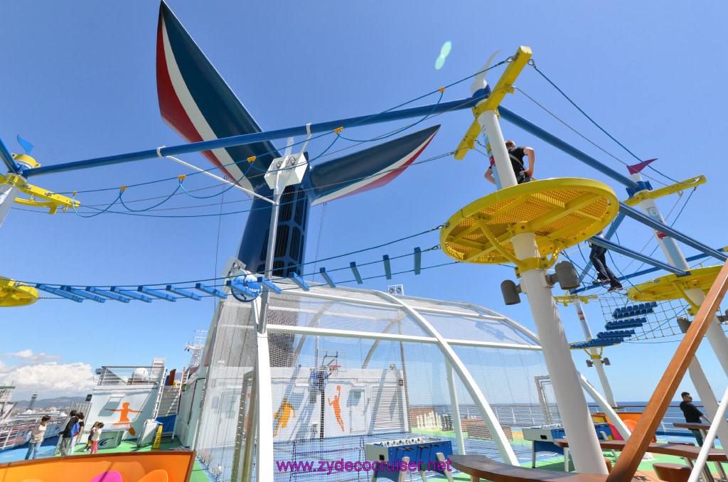 121: Carnival Sunshine Cruise, Barcelona, Embarkation, Ropes Course, Basketball Court, Funnel, Sports Square, 