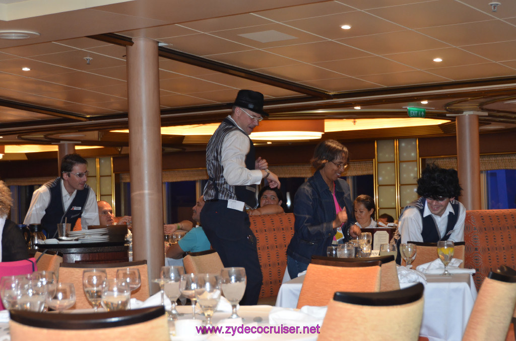 239: Carnival Sunshine Cruise, Messina, MDR Dinner, Waiters Entertaining, 