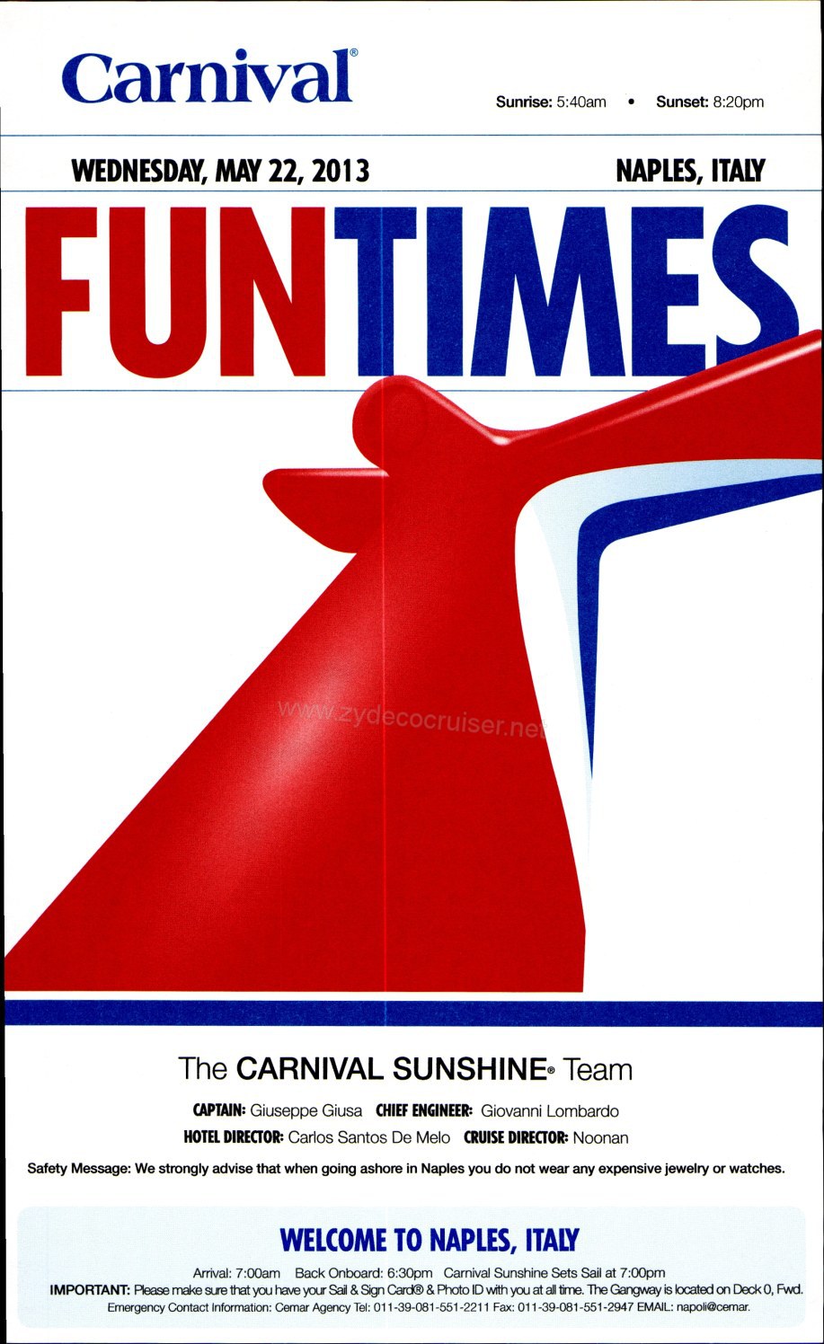 Carnival Sunshine Fun Times - Day 6 - Page 1
