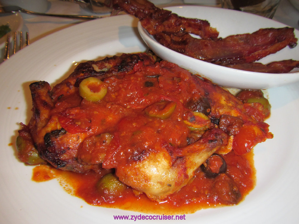 033: Carnival Cruise Seaday Brunch, Hen Alla Diavola (spicy and tasty) with a side of bacon