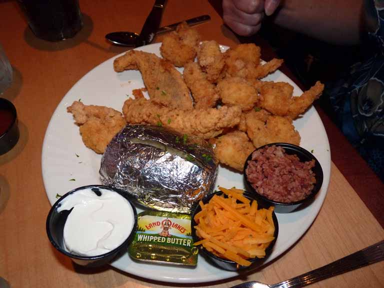 164: Carnival Triumph, New Orleans, Post-cruise, Drago's - Fried Catfish and Fried Shrimp with Baked Potato Combination