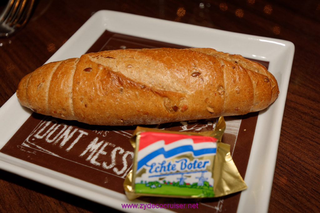 137: Carnival Triumph Journeys Cruise, Embarkation, MDR Dinner, Bread and real butter (we requested every night)