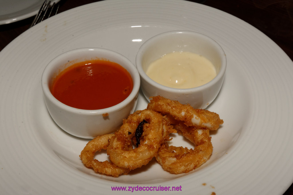 138: Carnival Triumph Journeys Cruise, Embarkation, MDR Dinner, Fried Calamari (not as good as it used to be)