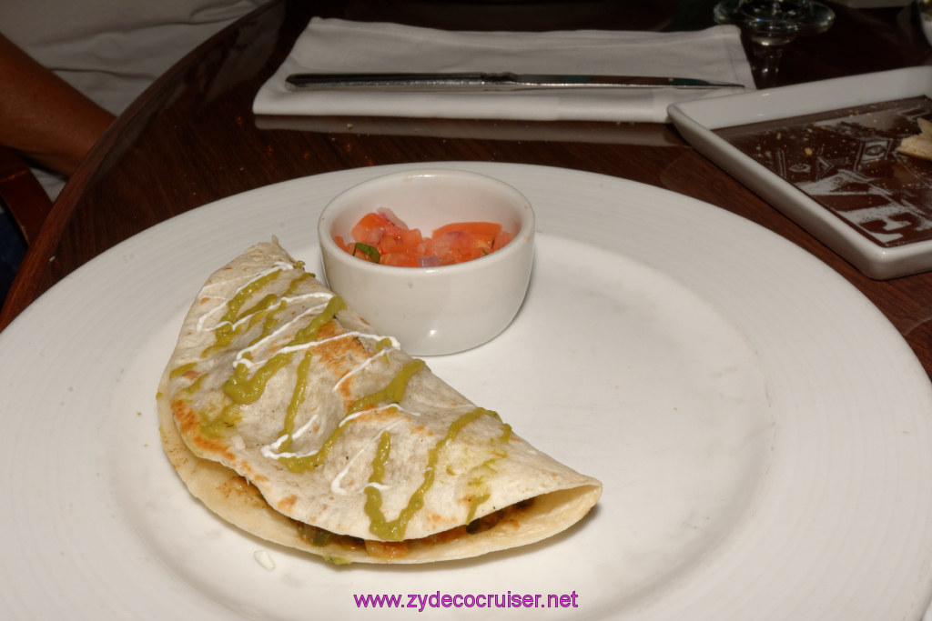 139: Carnival Triumph Journeys Cruise, Embarkation, MDR Dinner, Smoked Chicken Quesadilla, 