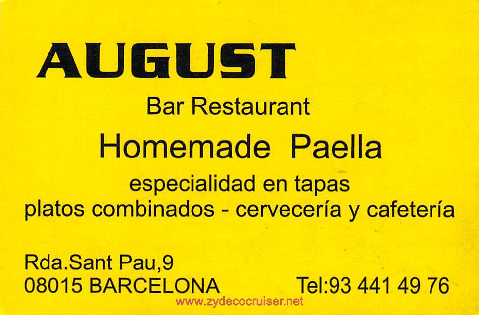 036: Carnival Vista Transatlantic - pre-cruise - August Bar Restaurant, Barcelona