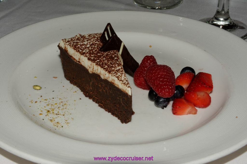 012: Emerald Princess Cruise, MDR Dinner, Flourless Chocolate Cake with Double Cream, 