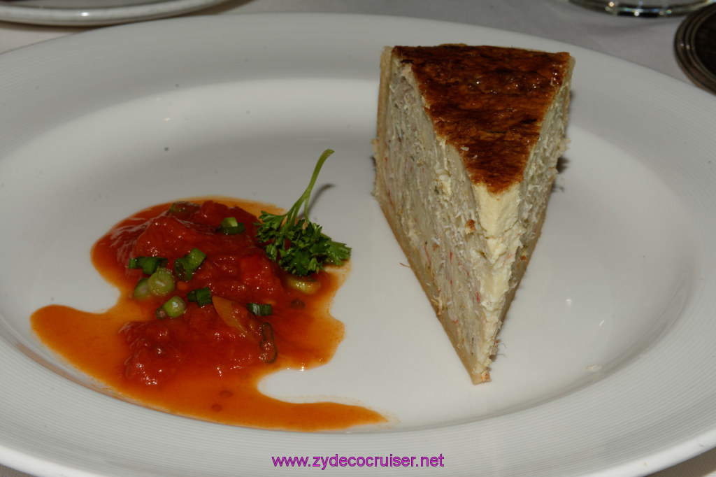 020: Emerald Princess Cruise, MDR Dinner, Crabmeat and Monterey Jack Cheese Quiche