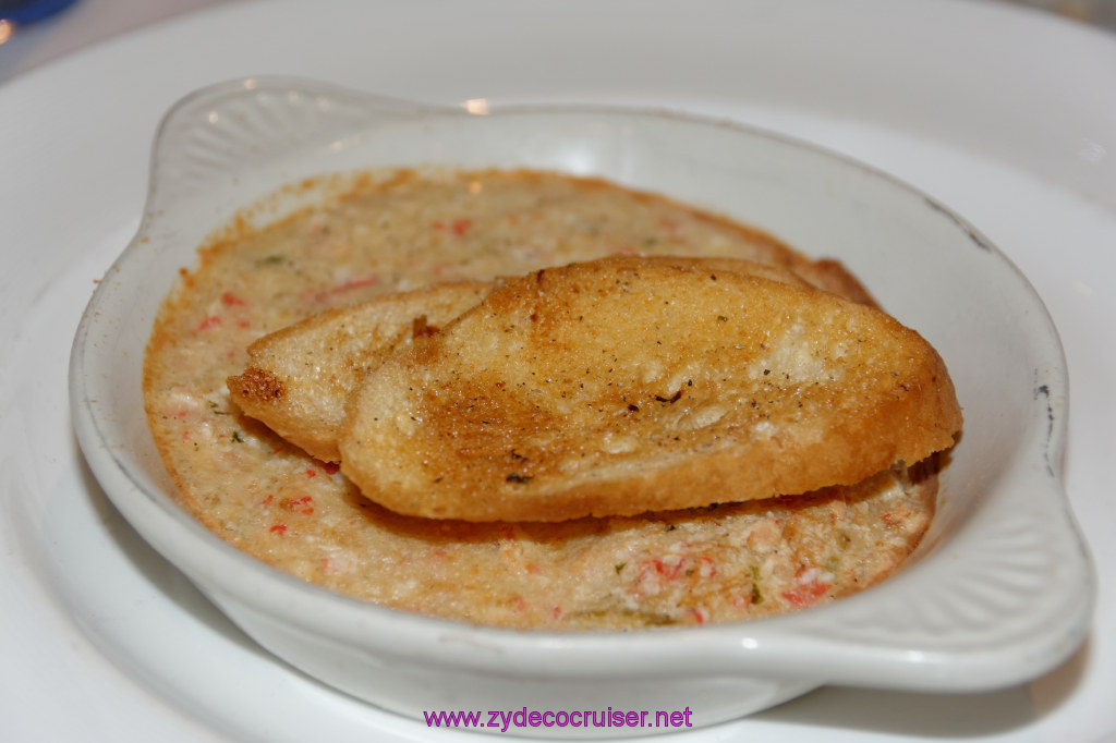 035: Emerald Princess Cruise, MDR Dinner, Warm Crab & Artichoke Dip with Baguette Chips, 