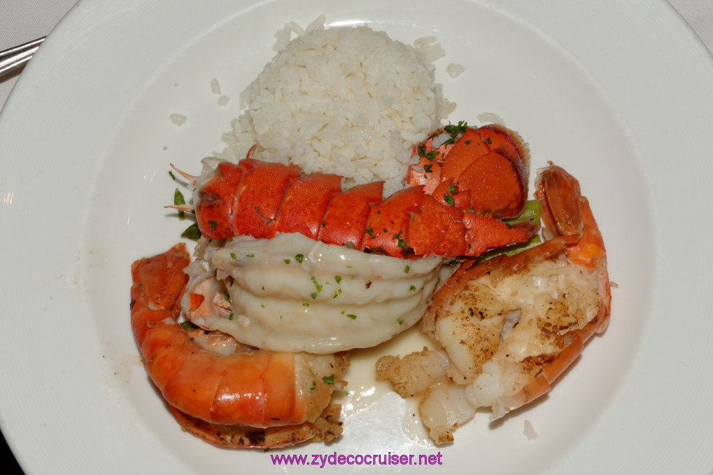 078: Emerald Princess Cruise, MDR Dinner, Broiled Lobster Tail and King Prawns with Lemon Butter Fondue, 