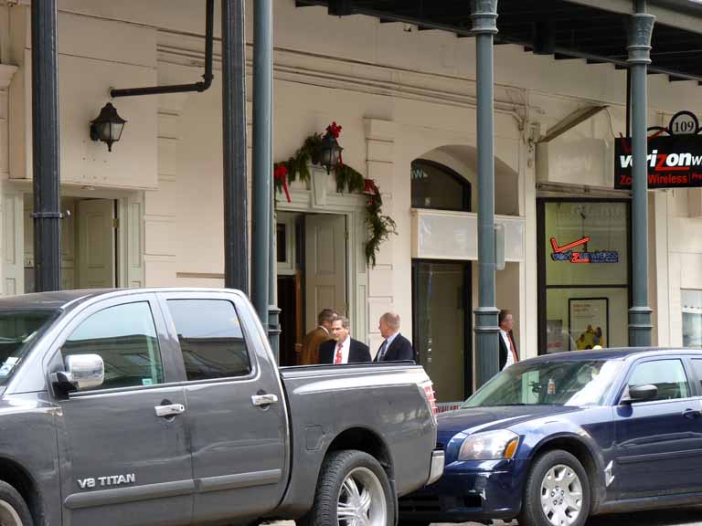 064: Christmas, 2009, New Orleans, some gents leaving the Pickwick Club