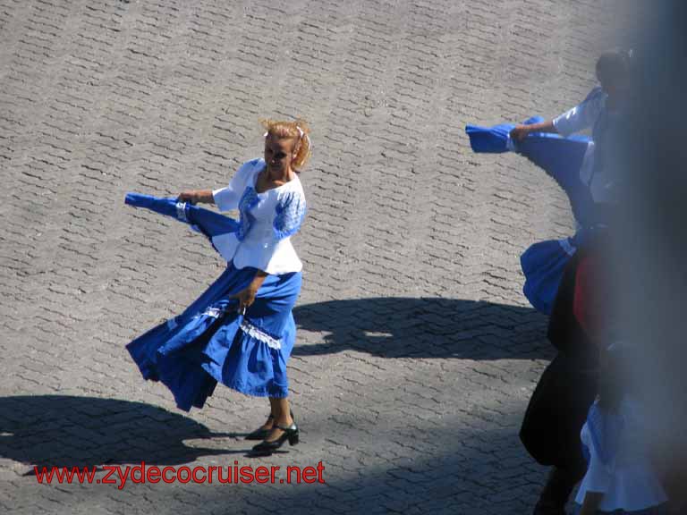 156: Carnival Splendor, Montevideo - Dancers entertaining the ship at dock