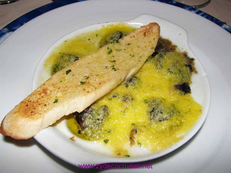 141: Carnival Fantasy, John Heald Bloggers Cruise 2, Cozumel, Escargot Bourguignonne (Carnival's spelling, not mine)