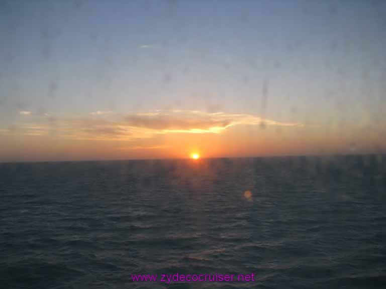 005: Carnival Fantasy, John Heald Bloggers Cruise 2, Progreso, Sunrise through a dirt window - Approaching Progreso