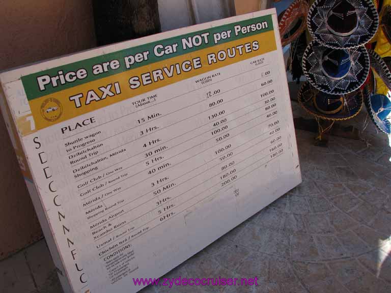 160: Carnival Fantasy, John Heald Bloggers Cruise 2, Progreso, Taxi Service prices