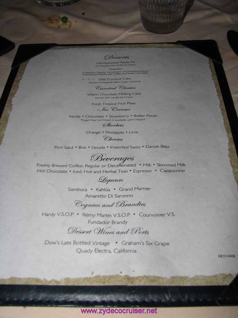 216: Carnival Fantasy, John Heald Bloggers Cruise 2, Progreso, Dessert Menu