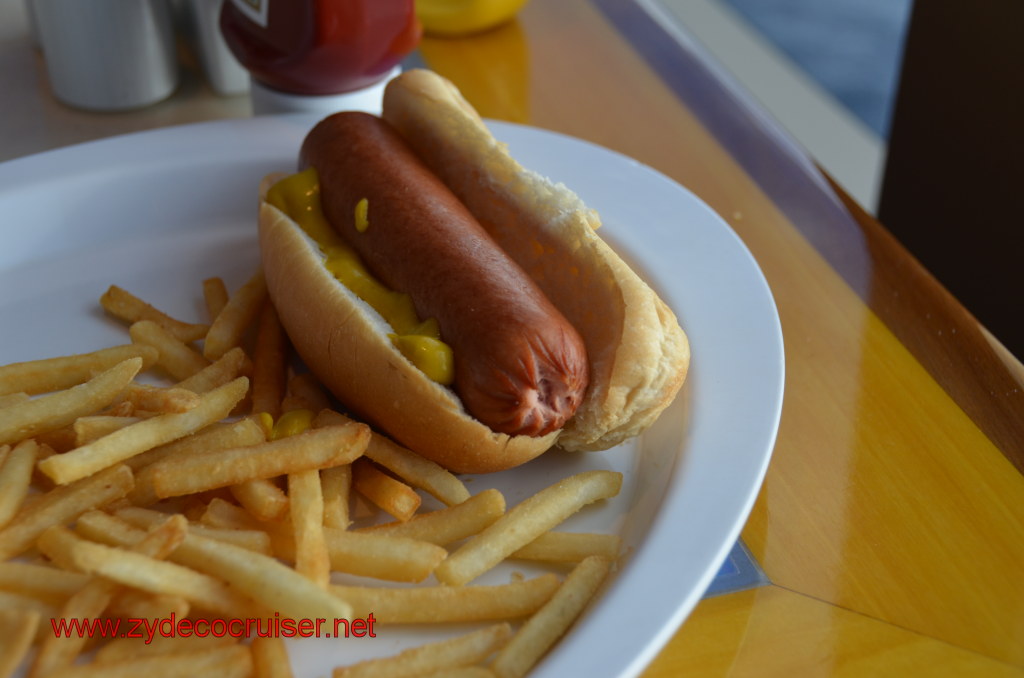 130: Carnival Magic, BC5, John Heald's Bloggers Cruise 5, Sea Day 1, I got @ the Grill, Hotdog and fries