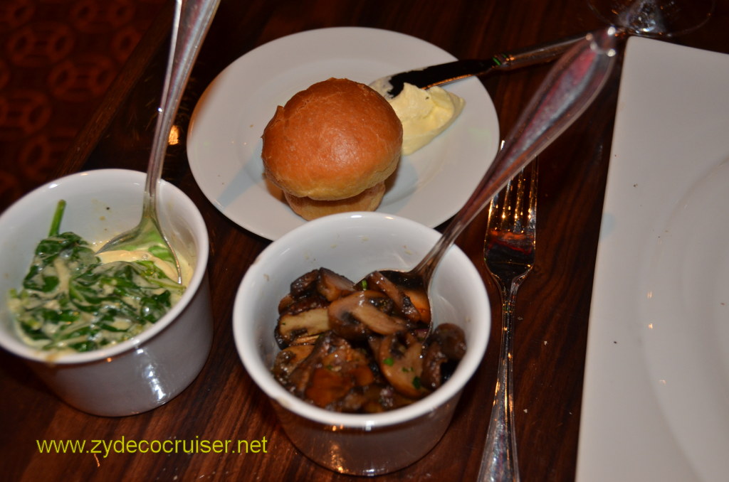 Carnival Magic, Prime Steakhouse, Creamed Spinach with Garlic and Sauteed Medley of Mushrooms - you can have more than one side dish