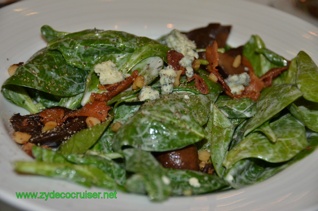 Wilted Spinach and Portobello Mushrooms with Fresh Bacon Bits