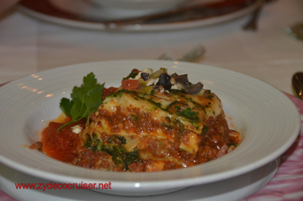 302: Carnival Magic, BC5, John Heald's Bloggers Cruise 5, Cozumel, MDR Dinner, Lasagna Bolognese (starter)