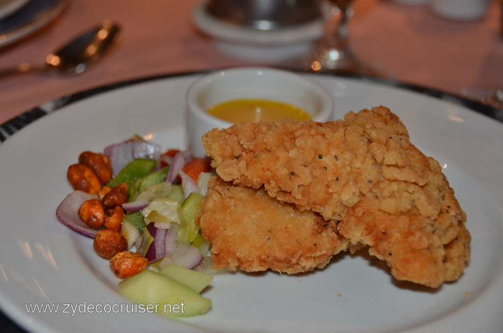 Carnival Conquest Fried Chicken Tenders, Marinated Cucumber, and Lettuce