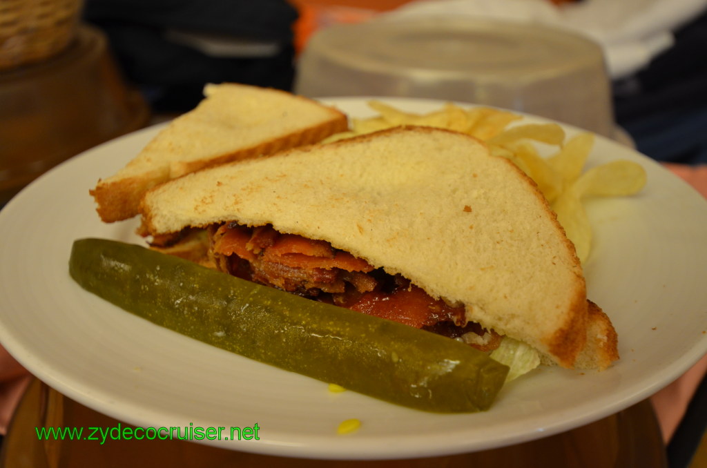 164: Carnival Conquest, Nov 19, 2011, Sea Day 3, Room Service, BLT with extra bacon