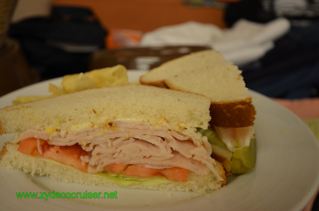 166: Carnival Conquest, Nov 19, 2011, Sea Day 3, Room Service, Turkey sandwich