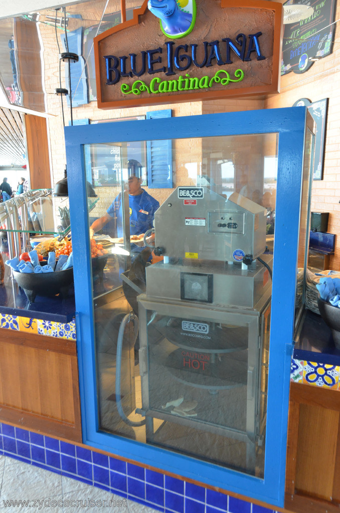 035: Carnival Conquest, New Orleans, Embarkation, Blue Iguana Cantina, Tortilla Machine