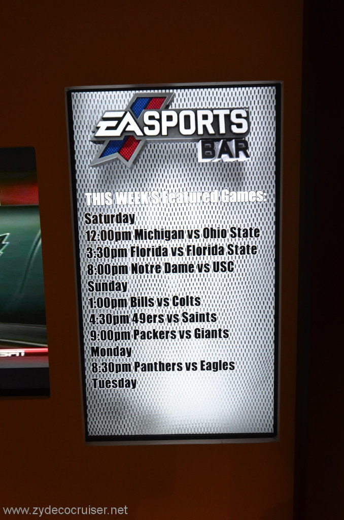 136: Carnival Conquest, Fun Day at Sea 1, EA Sports Bar, 