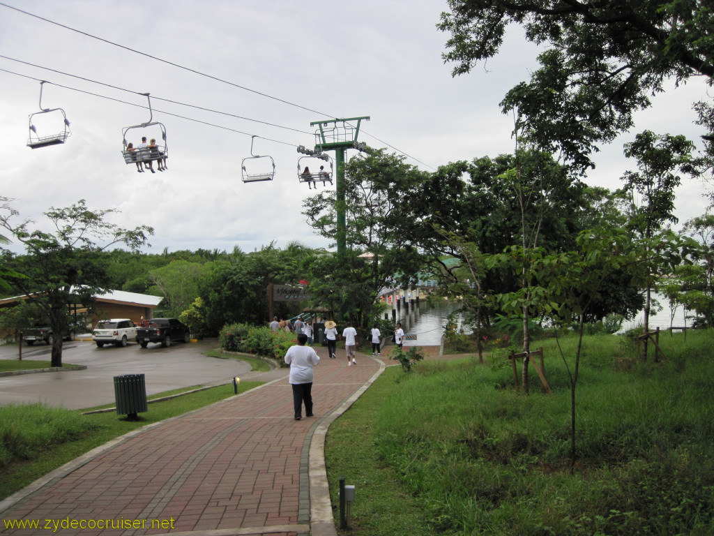 028: Carnival Conquest, Roatan, Walking to Mahogany Beach, Magical Flying Beach Chairs,