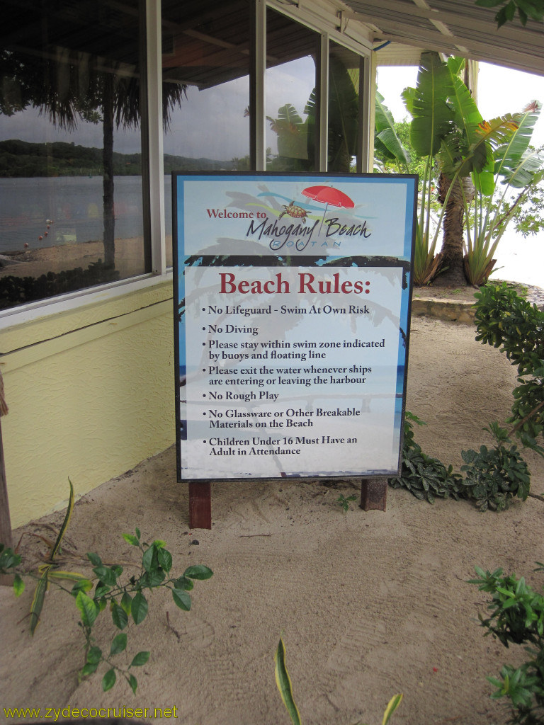 040: Carnival Conquest, Roatan, Mahogany Beach Rules, 