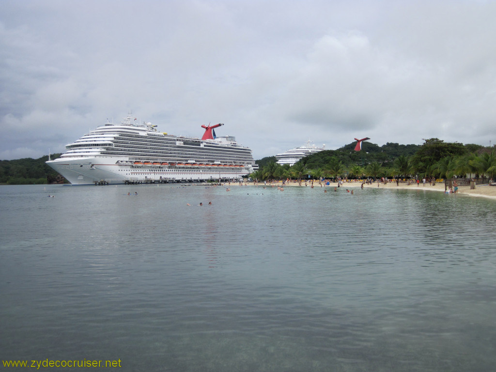 080: Carnival Conquest, Roatan, Mahogany Beach, Carnival Dream and the Carnival Conquest at Mahogany Bay, 