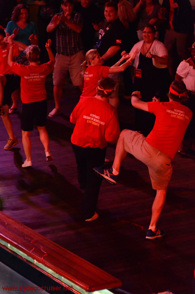 202: Carnival Conquest, Roatan, Deck party, CD Noonan doing a whacky dance step, 