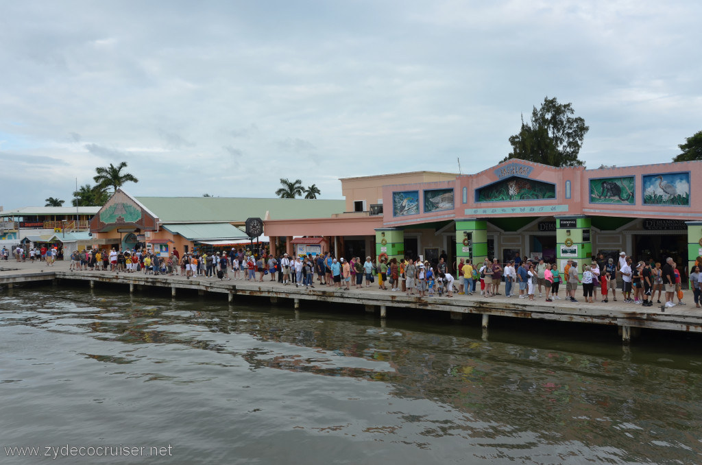 182: Carnival Conquest, Belize, tender line back to the ship, 