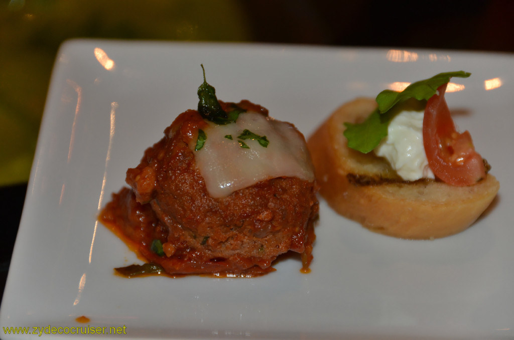 the taste bar, Cucina del Capitano, Nonna's Meatballs, Hand whipped Ricotta Bruchetta (their spelling), 