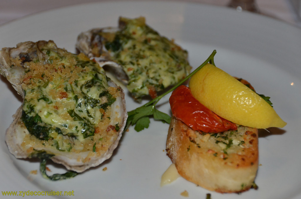 Carnival Conquest, Cozumel, MDR Dinner, Oysters Rockefeller, 