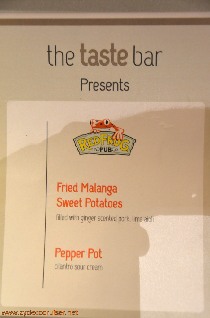 the taste bar menu, RedFrog Pub, 