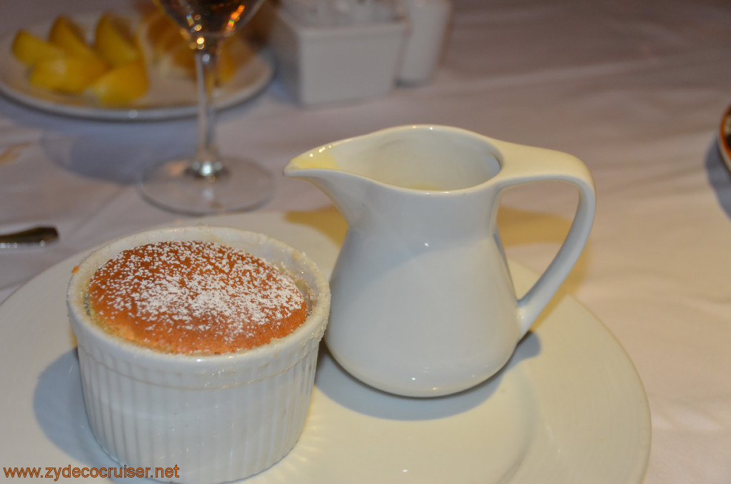 Carnival Conquest, Fun Day at Sea 3, MDR Dinner, Grand Marnier Soufflé, 