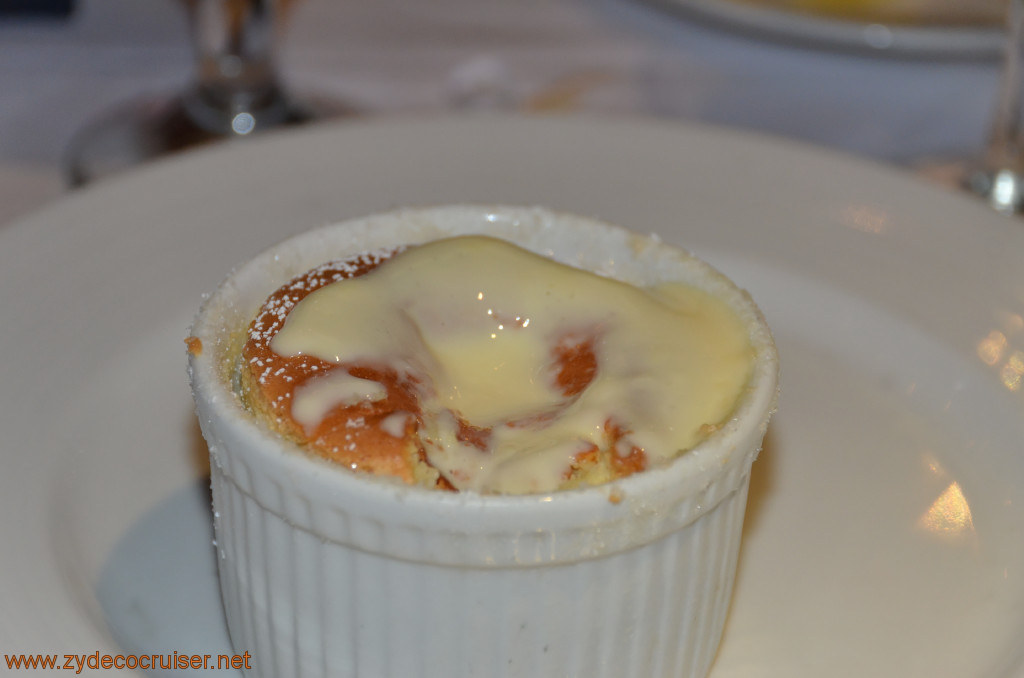 Carnival Conquest, Fun Day at Sea 3, MDR Dinner, Grand Marnier Soufflé, 