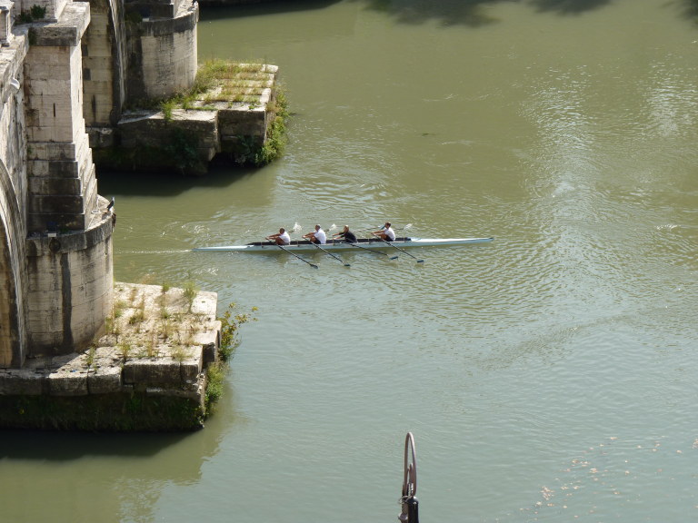 3040: View from Castel Sant'Angelo, Rome, Italy. Pont Sant'Angelo - used to be Bridge of Hadrian - Tiber River