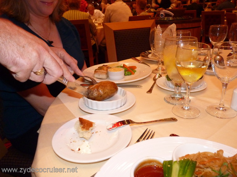 3322: Carnival Dream, Mediterranean Cruise, Civitavecchia, Ken opening the Queen's potato