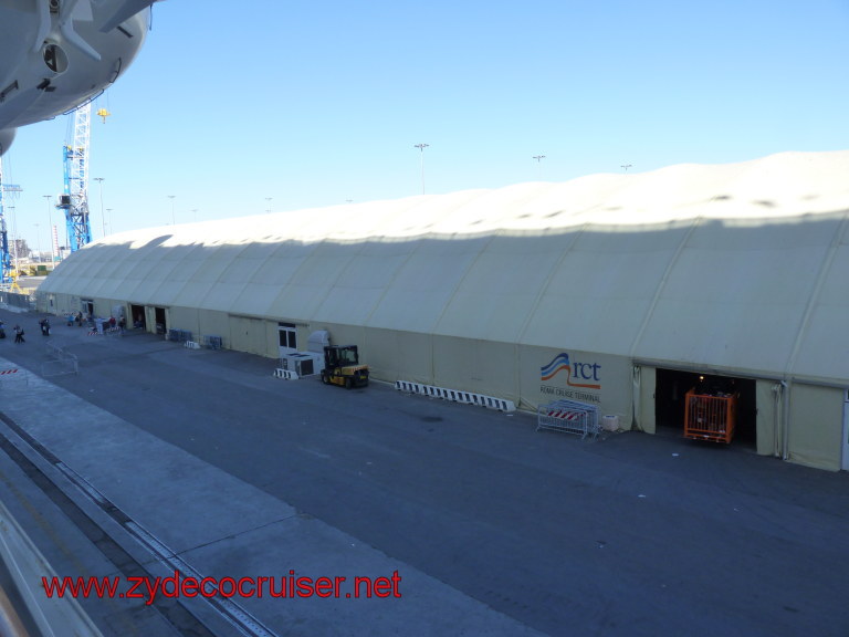 011: Carnival Dream Cove Balcony: Cruise Terminal at Civitavecchia