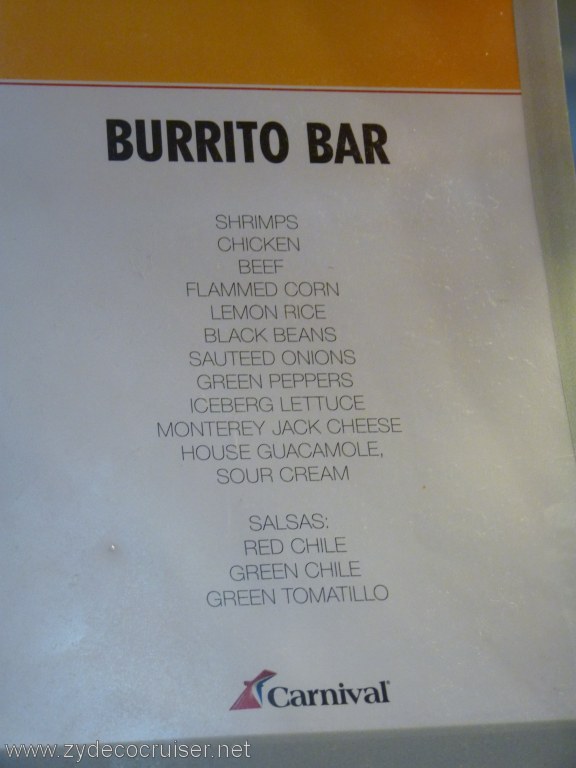 3226: Carnival Dream Burrito Bar Menu