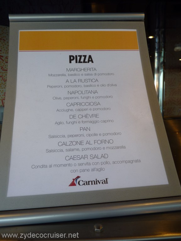 3251: Carnival Dream Pizza Menu